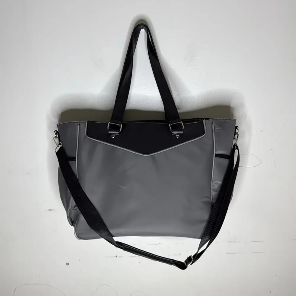 Adrienne Vittadini Gray and Black Laptop Work Tote Bag